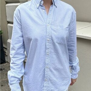 Brandy Melville Blue and White Striped Button Down